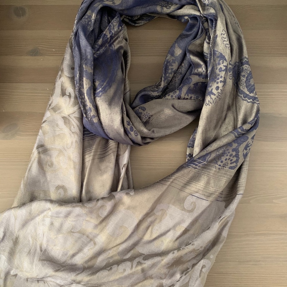Blue & Grey silk scarf